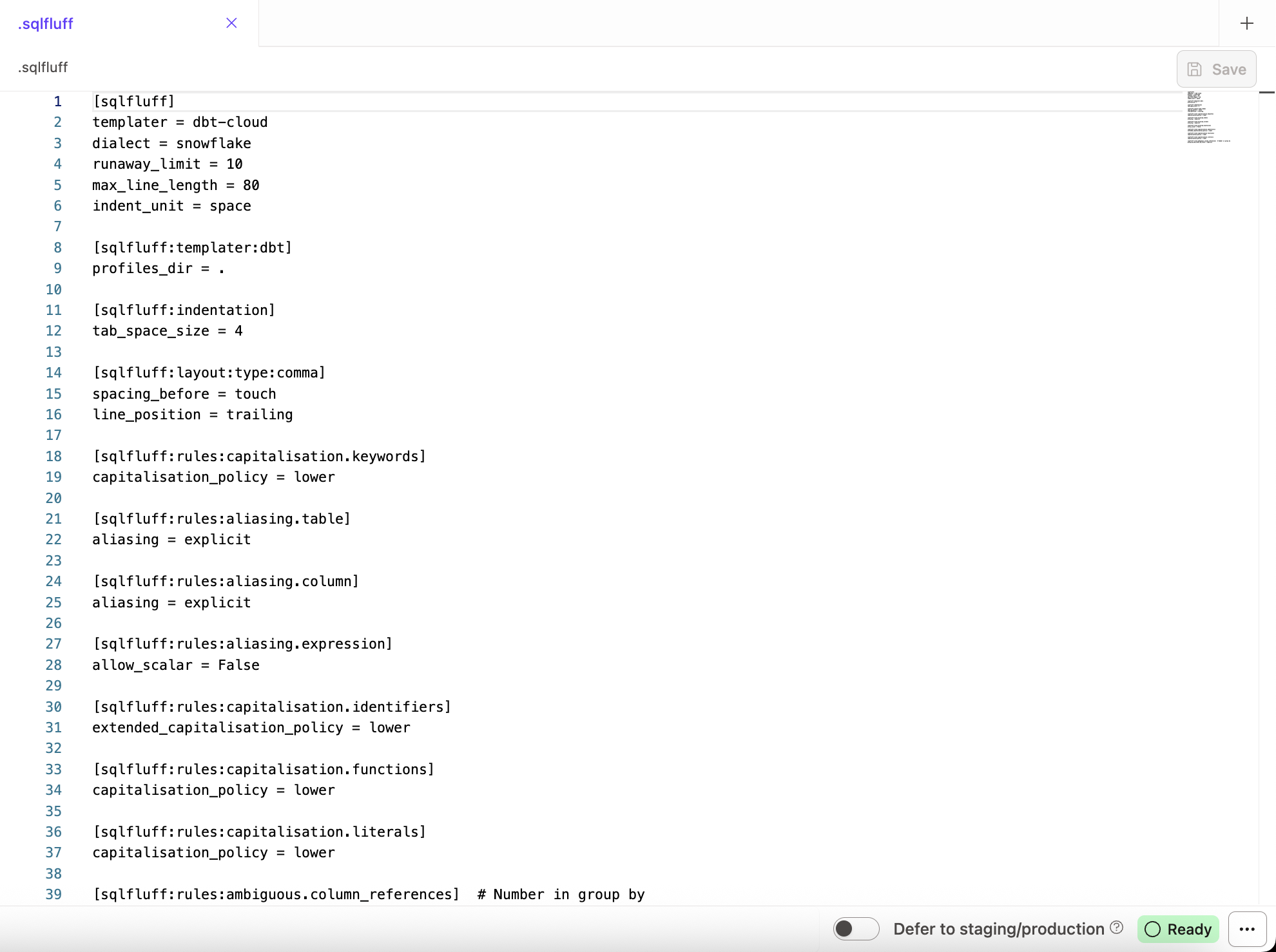 Customize linting by configuring your own linting code rules, including dbtonic linting/styling.